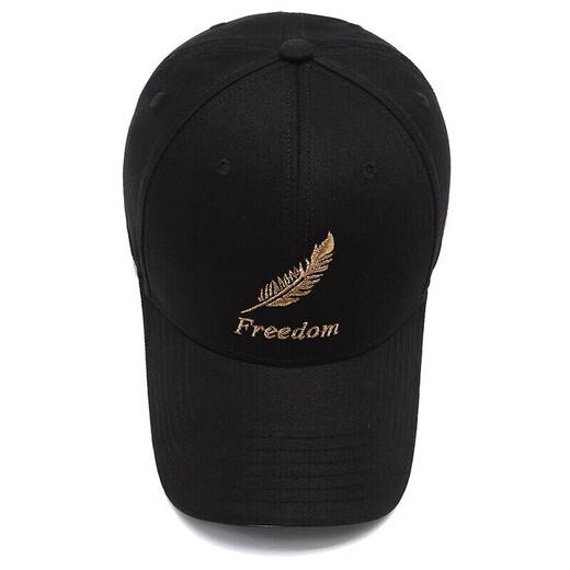 MPPMCK hats for men and women for all seasons, new peaked caps, Korean style trendy outdoor casual fashion feather embroidery versatile stick, feather style black
