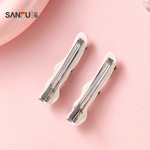 SANFU Amber Wavy Bow Tie Duck Clips Pair Elegant Retro Fashion Hair Accessories Hair Clips 849992 White 2 pcs