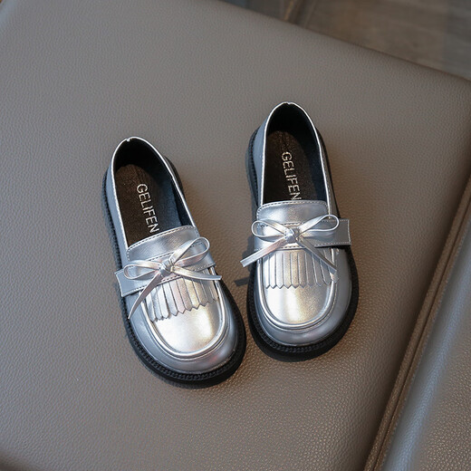 G.duck Little Yellow Duck Girls Leather Shoes Autumn New British Style Black Princess Shoes Little Girls Loafers Soft Sole Children BBW2782/Black 26 Inner Length 16cm