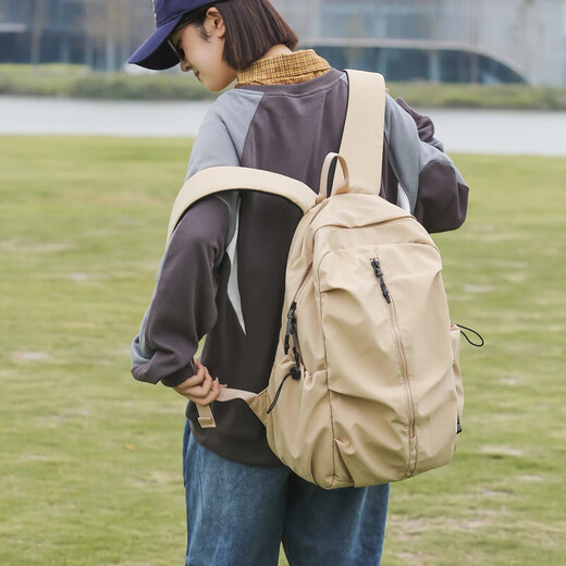 新款潮流百搭双肩包学生书包电脑包大容量旅行包男女简约户外背包 绿色