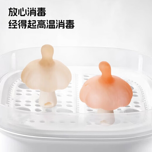 Baby teether, anti-eating, small-month-old teething stick, small mushroom chewing gum, soothing appetite, can be boiled for babies 3 months and 6 months old, baby teething stick - nano color, 1 pack