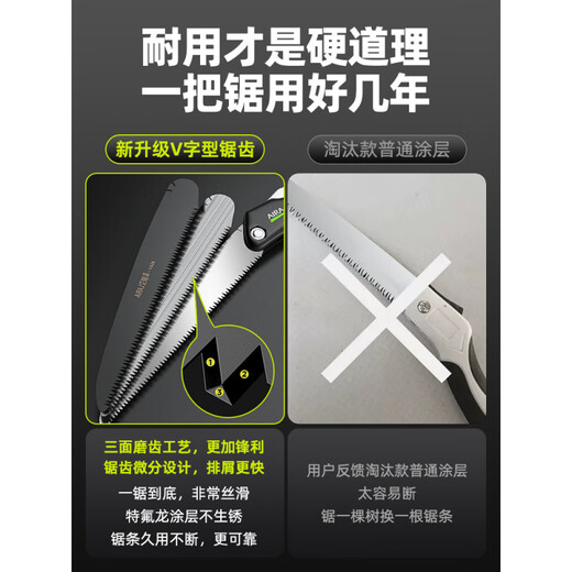 京厽德国锯子家用小型手持折叠手工锯伐木锯木头木工专用锯树 SK7钢210mm折叠锯货号1421