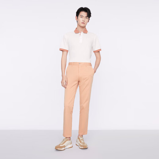 九牧王（JOEONE）【长绒棉|舒适】休闲裤男装25夏季新款意式休闲高弹舒适裤子 修身版+桃橙+HB1CX11762 36 码 180/90B(2.73)尺 91cm