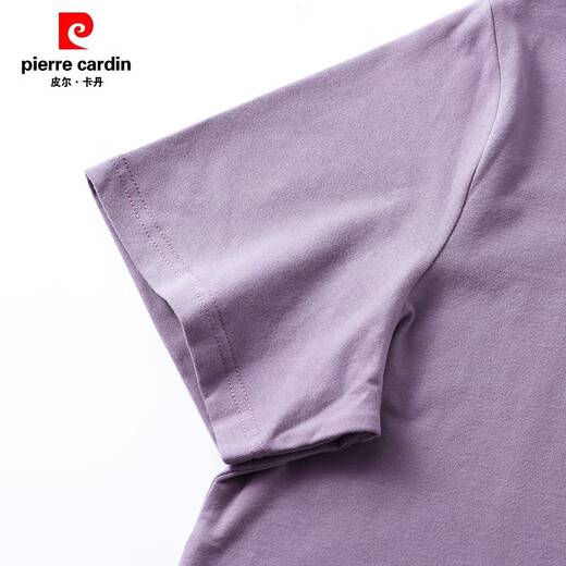 皮尔卡丹（PIERRE CARDIN）纯棉烟熏紫色t恤女短袖宽松国风别致体恤夏季2025新款上衣潮 6172烟熏紫纯棉 短袖 M (建议80-105斤)