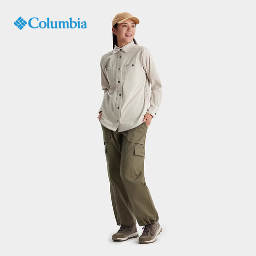 Columbia哥伦比亚衬衫女2025春夏新品户外翻领通勤休闲简约长袖衬衫AR9898 278 /米白色 M/160/84A