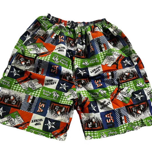 Beach quick-drying pants Men's quick-drying shorts loose five-point rafting surfing seaside swimming blue mixed hair one size