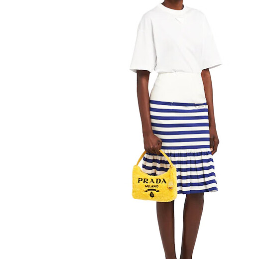 PRADA Re-Edition 00 Embroidered Lettering Logo Fabric Hobo Underarm Bag Handbag Mini Women's Yellow Basic Pack (Bag + Dust Bag)