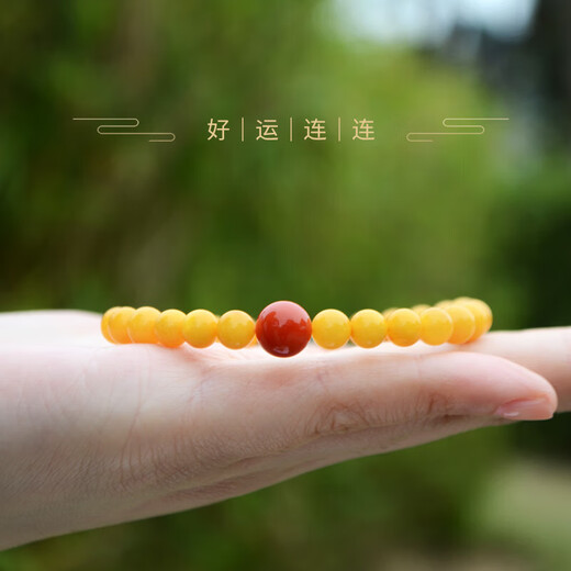 SHE CENTURY Natural Chicken Fat Yellow Beeswax Bracelet National Trend Bracelet Gift 6MM Beeswax (866980) 6MM Beeswax