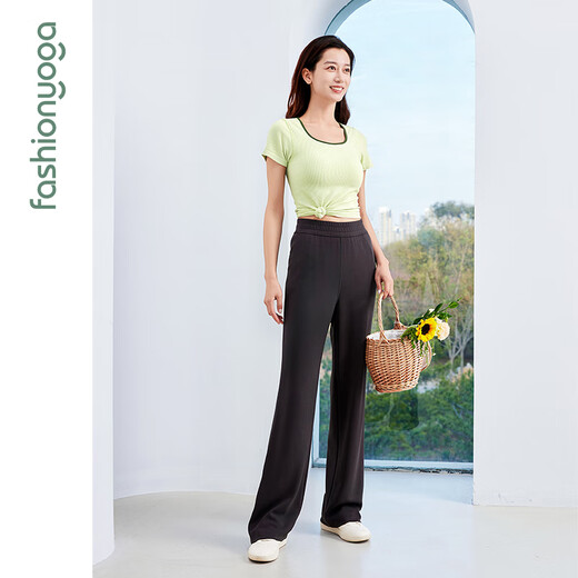 Traje de yoga de fansheng Slino Slimming Outdoor Running Deportes informales 2025 Nuevos pantalones de pierna ancha F15913 Milky White S