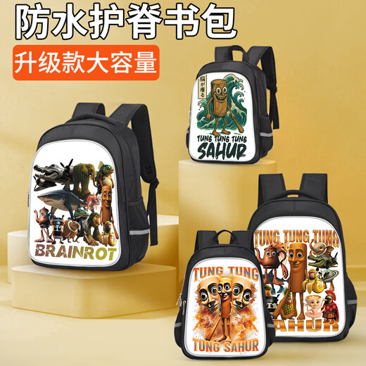 
UHFQ New American Foreign Mountain and Sea Jingtong Ge Wood Stick Man Crocodile Bomber Coffee Ninja Miss Cappuccino Backpack Boys Boys Backpack Children's Affairs Pack W13962 Three-layer Large (Suggested Grades 3-6)