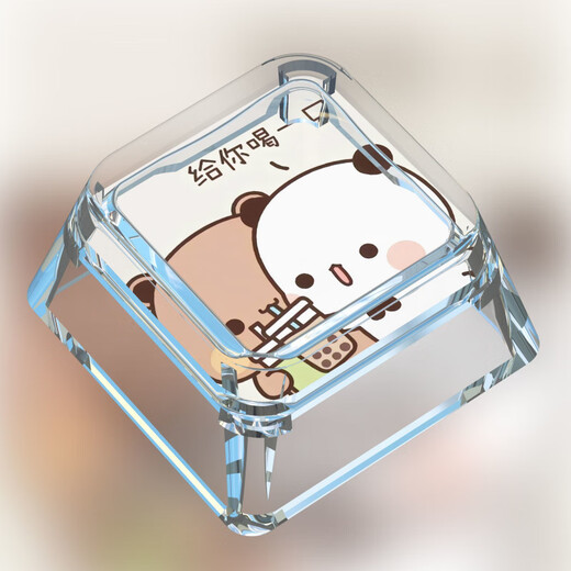 达闻西一二布布限量表情包键帽单个卡通动漫十字轴创意可爱透明机械键盘 B694-FM-亲亲 【一二布布】PC透明个性键帽