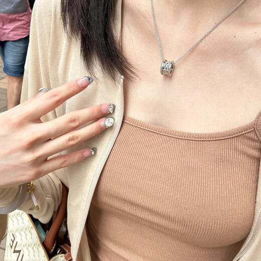 Kawamori small waist necklace 18K rose gold mini spring trumpet color gold full diamond pendant clavicle chain for women high-end rose gold mini spring trumpet