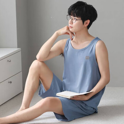 Luechen Pajamas sans manches Viete pour hommes pyjamas mince des vêtements pour hommes à grande taille décontractés, père L [construit 12027 [Set] L [recommandé 100-140jin [Jin est égal à 0,5 kg]]]