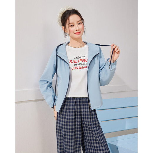 IEF/Aiyifu 2025 Autumn NUEVO estilo coreano Fashion Inventual Sports Diseño con capucha Commuting versátil chaqueta azul xs