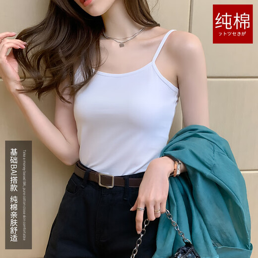 北极绒棉小吊带背心女士内搭短款设计感小众黑色打底无袖上衣夏外穿潮 【2件装】3890黑色+3890黑色 M