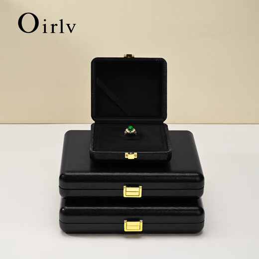 
Duobaoni light luxury jewelry box high-end leather jewelry display storage ring necklace earring box jewelry display gift box pendant/necklace box (black)-H15602