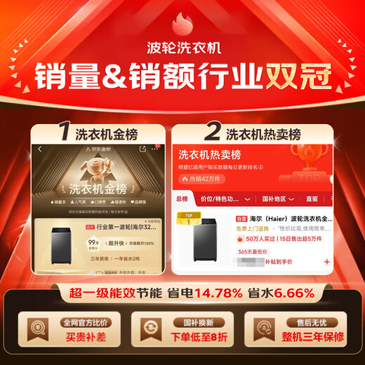 Haier pulsator washing machine fully automatic small household 10kg EB100B32Mate1 direct drive frequency conversion OCC home appliance state subsidy first level energy efficiency rental dormitory