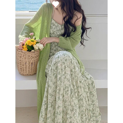 Zimu Yaju estilo coreano nuevo cárdigan tejido vestido floral conjunto de dos piezas falda 3882Q# L recomendado 100-115Jin Jin equivale a 0,5 kg