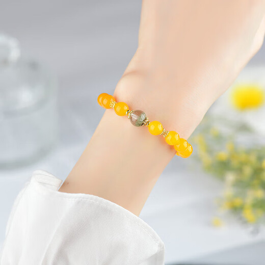 [Sélection des cristaux] Bracelet Agate Strawberry Crystal pixiu Sugar Heart Glass blanc cristal vert bracelet d'anniversaire C675 Bracelet de bracelet de corne d'abondance d'agate jaune