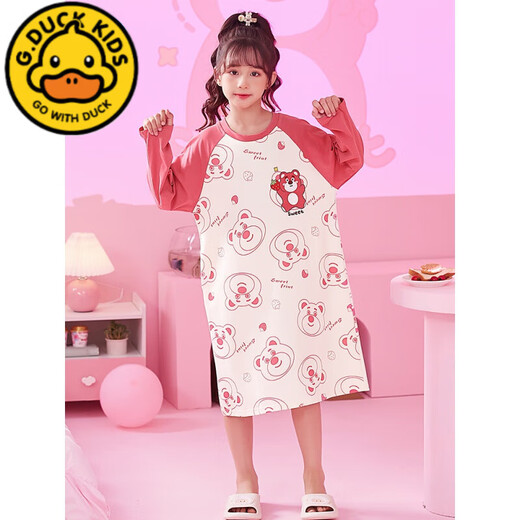G.DUCKKIDS children's nightgown spring and autumn pure cotton thin girl pajamas long sleeve princess style cute kids and baby home clothes skirt 1517# [pure cotton] 110 8 size 90-110cm3-4 years old