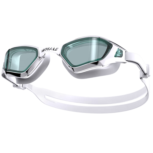 Whale N1 anti-fog swimming goggles, detachable lenses, 999 days of fogging, replacement for myopia, optional prescription swimming goggles for men and women, shiny silver, high-definition lenses + free swimming cap