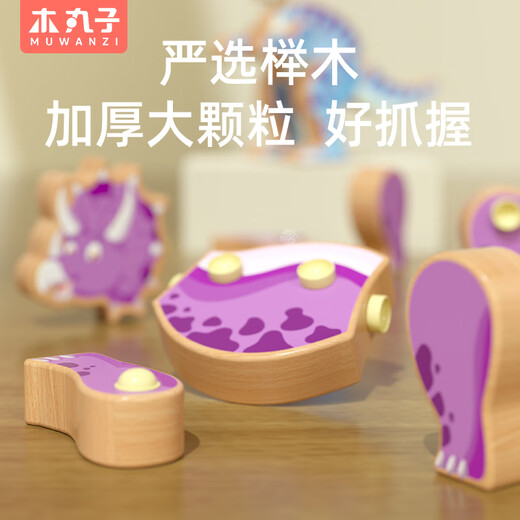 木丸子侏罗纪恐龙拼装恐龙积木拼装玩具早教益智生日 腕龙儿童节礼物