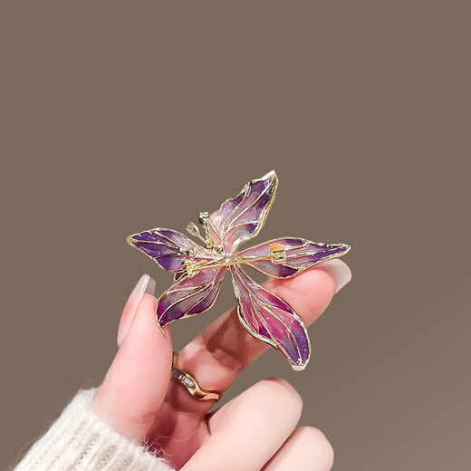 Shien French iris brooch, high-end women's exquisite crystal corsage, niche design pin, suit coat decoration, purple pink flower-brooch