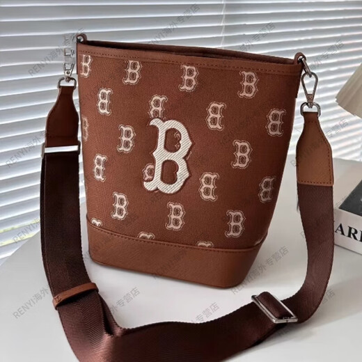 Meishibaba (MLB) women's bucket bag retro old-fashioned full-mark casual shoulder bag slanted stroller bag official flagship genuine 43/light sand brown equal size