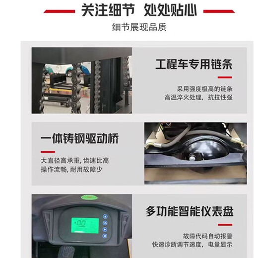新能源电动叉车3吨2吨1吨全电动升降液压锂电池小型四轮搬运叉车 1吨高3米约全款13800咨询享优惠