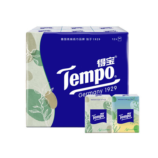 TEMPO Yibo same style handkerchief paper, portable tissue paper, apple wood fragrance, 4 layers, 7 sheets * 12 packs, will not break when wet, paper towel packet, apple wood fragrance, 4 layers, 7 sheets * 12 packs