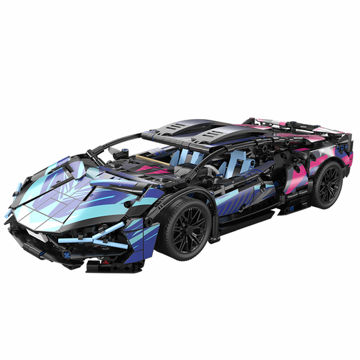 2025 Lamborghini building block sports car assembly model children's gift remote control car racing boy toy Lamborghini Cyberpunk dual remote control APP power version + remote