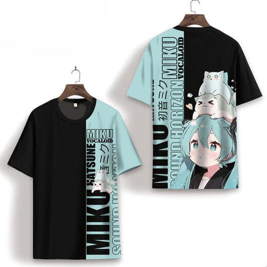Anime co-branded 2D peripheral short-sleeved Hatsune Miku men and women's pain clothes cos clothes versatile summer top T-shirt T-sleeved 3519 [customizable pattern] S