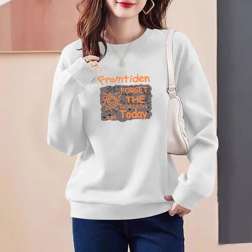 Gtyuwvg Sweinshirt a principios de otoño para mujeres delgadas 2024 Autumn and Winter New Style más terciopelo engrosado Cuello redondo de cuello redondo Top 6227 Apricot redonda de cuello redondo marrón rojizo 8-100Jin [Jin iguala 0.5 kg]