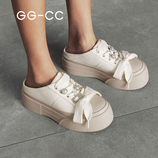 
GG-CC [Cloud Muffin] Spring new fashionable thick-soled half-scroll shoes one-foot casual shoes for women G25U9717 off-white 37