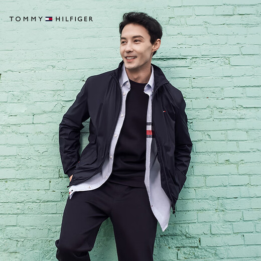 TOMMY HILFIGER осенне-зимний мужской однотонный модный повседневный простой двусторонний трикотаж пуловер азиатской версии с круглым вырезом темно-синий DW5 M (рекомендуемый вес 135-150Jin Jin равен 0,5 кг)