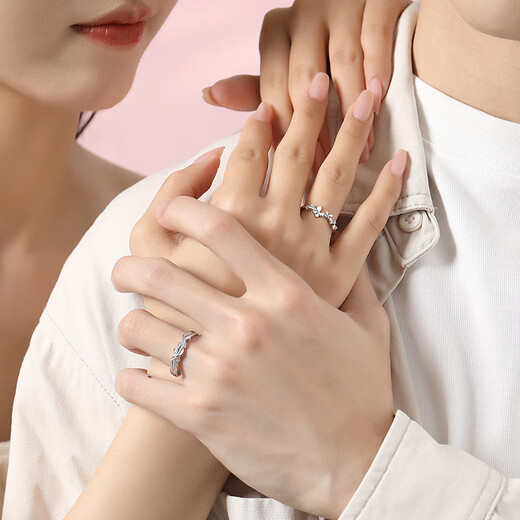 Lao Fengxiang Couple Rings A pair of silver rings for women in long-distance relationships, adjustable women’s birthday gifts for girls, high-end and practical L-J05 Feathered into Butterflies Couple Rings