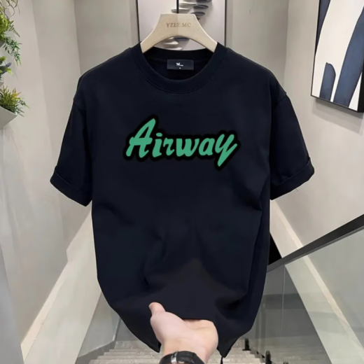Kazuki Kuraishi Summer Nuevo algodón de algodón pesado Camiseta de manga corta para dibujos de diseño masculino impreso versátil cuello redondo de moda