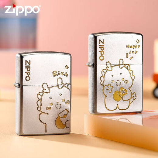 ZIPPO芝宝打火机 可爱招手比耶龙zpoo 防风zppo煤油火机 可爱比耶龙(单机无油)DY9902DK