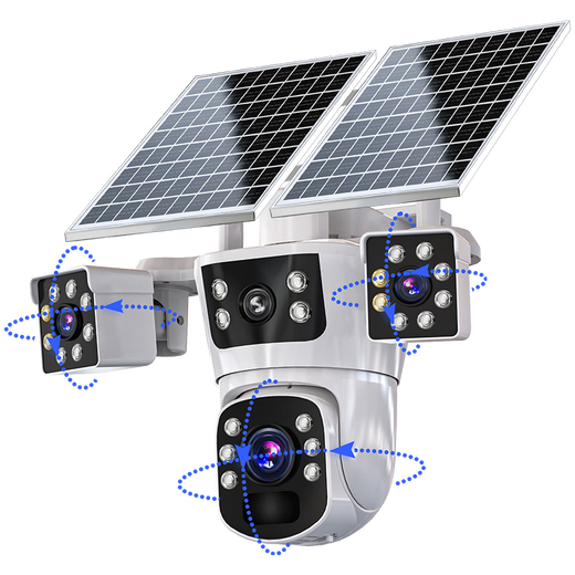 Confir Solar Camera Monitor Monitoreo remoto Monitoreo 360 sin esquinas muertas con visión nocturna Seguimiento panorámico a todo color sin conexión a WiFi sin complemento para la versión de tráfico gratuito HD de por vida [sin recarga] Grabación de vigilancia HD de tres pantallas de tres pantallas