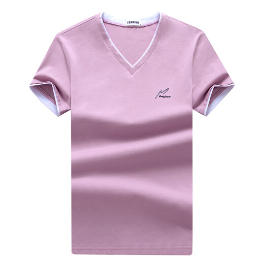 Siete lobo en V cuello en V 2025 algodón puro de algodón corto para hombres de manga corta deportes para hombres y camiseta casual estilo chino de moda china camisa de base simple de gran tamaño blanca 691 modelos 3xl 155-165Jin [Jin equivale a 0.5 kg]