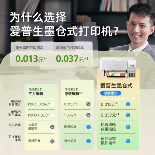 Epson (EPSON) household small ink tank L3556/L3558/L3219/L5298/L6468 color inkjet printer wireless connection three-in-one office printing copy scanner does not support return after unpacking use economic model L3219 black printing official standard