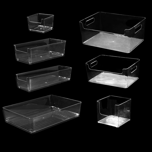Yonghuan desktop storage box kitchen drawer built-in partition transparent acrylic narrow strip cosmetics station rectangular 4877 side U transparent basket medium length 1 PT high transparent