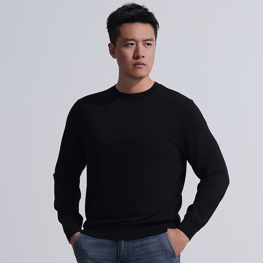 Longya Yinzhi Yunrong Merino wool round neck/V neck/half turtleneck sweater autumn and winter men's casual top, dark gray (round neck) M 175/96A