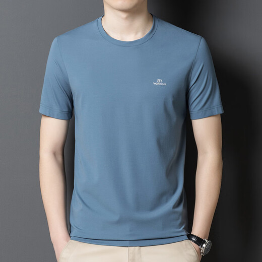 
DVW International Men's Clothing Brand Short Sleeve Men's T-shirt Summer Thin Solid Color Round Neck Casual Fashion Half-sleeved Top Dark Green 2XL 54