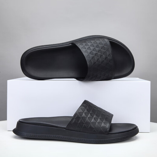 DIFANPU International Luxury Brand Herrenschuhe High-End Herren-Gelegenheitsschuhe komfortable, atmungsaktive Sandalen modische und vielseitige One-Slipper Black [Brand Gift Box] 40