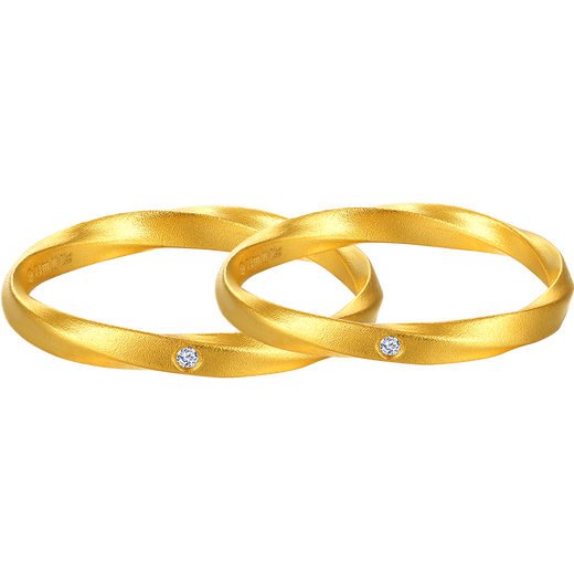Diamond Family Xiaojinxi Endless Love Pure Gold Diamond Ring Couple Ring Gold Pair of Rings Proposal and Wedding Anniversary Customized 30-35 days Please contact customer service for details Women’s Ring Approximately 1.93g 0.2