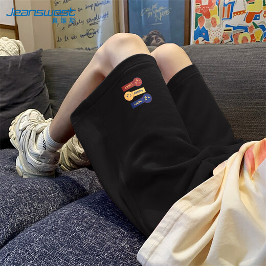 真维斯（JEANSWEST）短裤女外穿纯棉透气针织高腰五分裤女运动跑步显瘦百搭裤子女