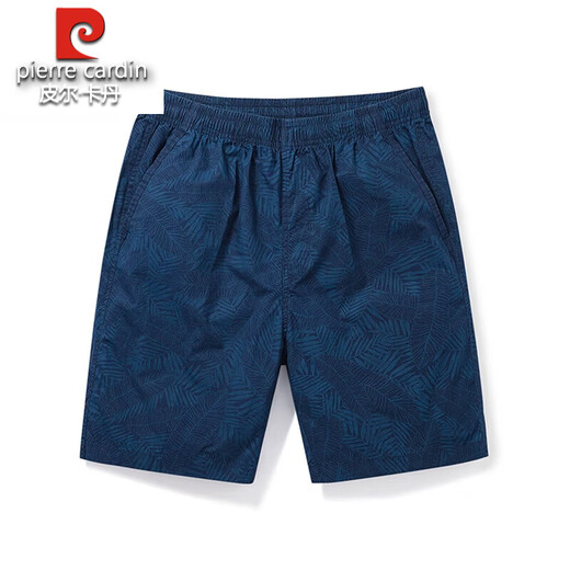 皮尔卡丹纯棉男士短裤2025年新款宽松马裤夏季薄款休闲中裤纯棉五分裤子 9215 深蓝色 M 建议100-120斤
