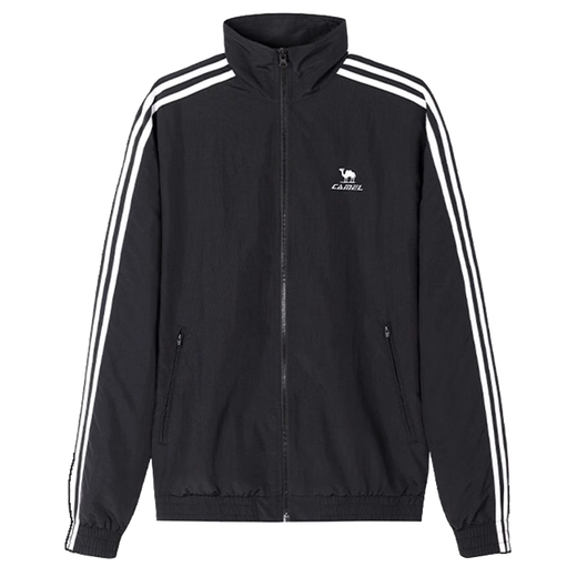 Camel all-terrain windbreaker for men 25 new autumn and winter outdoor water-repellent sports retro stand-up collar jacket for women C35CABH040, phantom black, unisex L