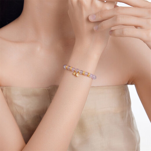 Safir birthday gift K gold bracelet amethyst inlaid moissanite zircon star and moon bracelet for girlfriend 18K gold bracelet
